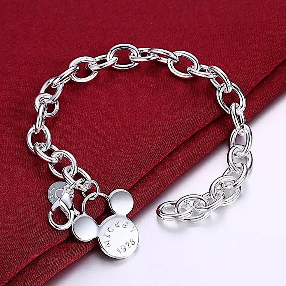 Sterling Silver Mickey Mouse Charm Bracelet - Picture 5 of 8